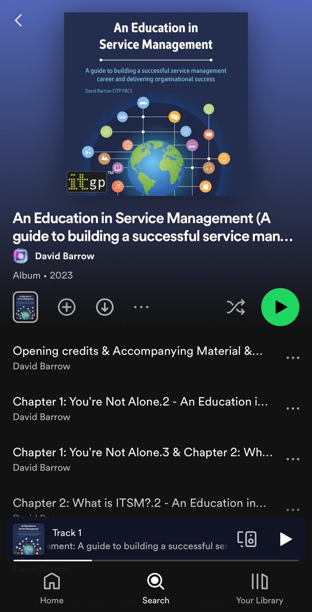 On @Spotify then treat your 👂🏻👂🏻s to my new book ‘An Education in Service Management’ also available at all good #audiobook stores, and some bad ones too. 

#audiobook #servicemanagement #author #education #socceram