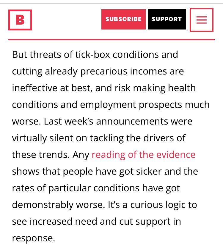 Brilliant piece by @Sumi_RabindraK @TrussellTrust in @BigIssue: absolutely nails the arguments against cuts, with clearcut evidence from @HealthFdn. We need reform. bigissue.com/opinion/dwp-di…