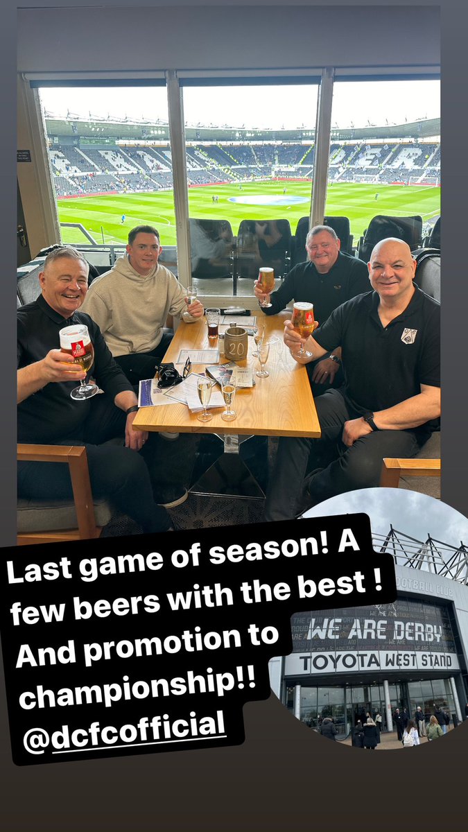 Last game of season! A few beers with the best ! And promotion to championship!! @dcfcofficial @cliveholland