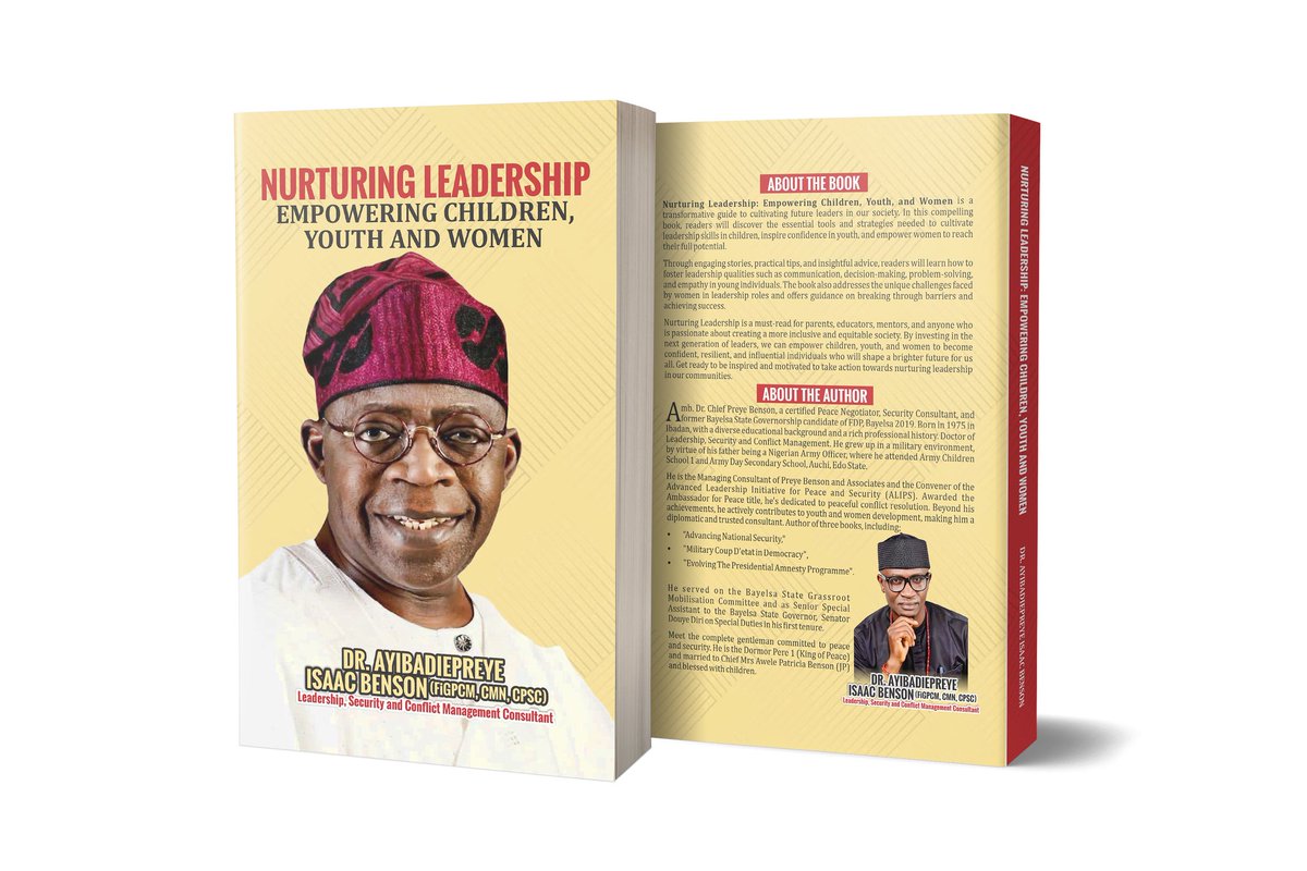 Nurturing Leadership: Empowering Children, Youth, and Women by Amb. Dr. PREYE ISAAC BENSON 

It's a transformative guide to cultivating future leaders in our society.

#bookcoverdesign #bookcoverdesigner #bookdesigner #booklayoutdesign #coverdesign #naijagraphicdesigner