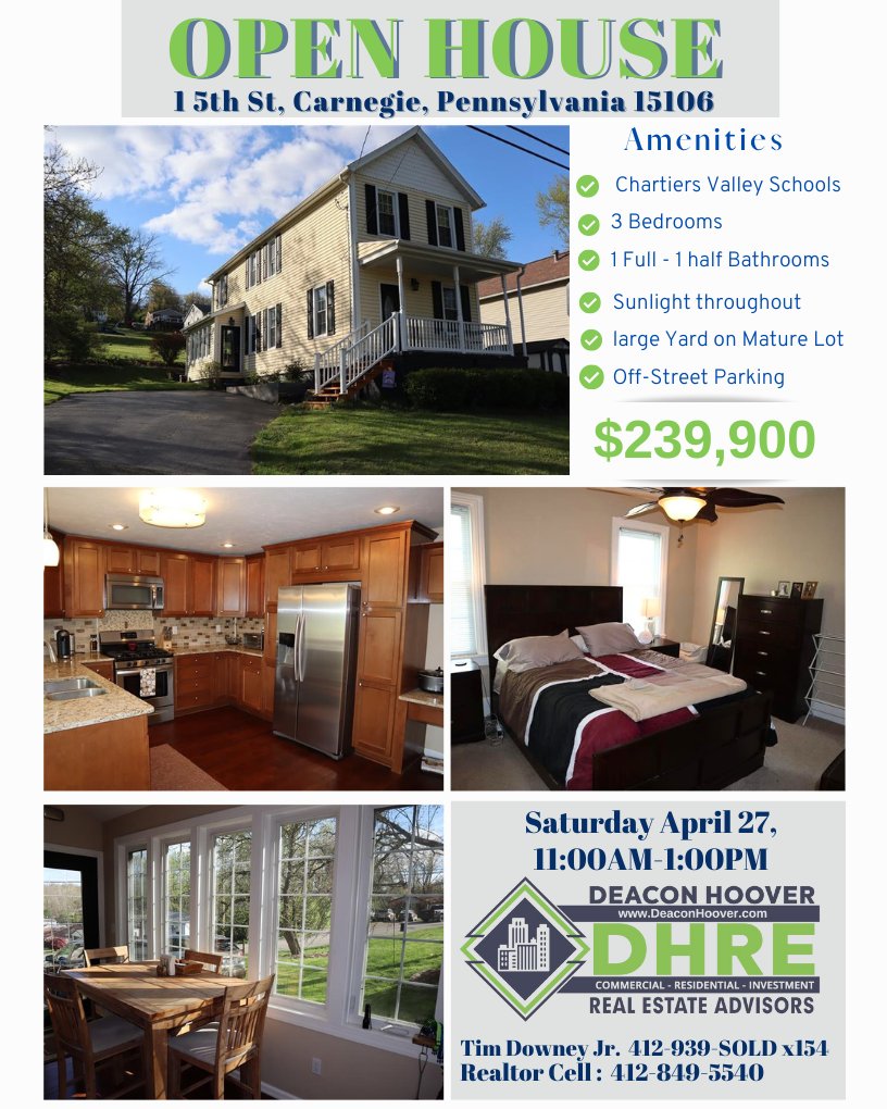 OPEN HOUSE TODAY! 
#DHRE #deaconhoover #openhouse #homeforsale #newlisting #pittsburghrealestate #propertysales #homeowner #pittsburghrealtor #pittsburghhomes #buying #selling #homeexpert #investing #newlisting #homesales