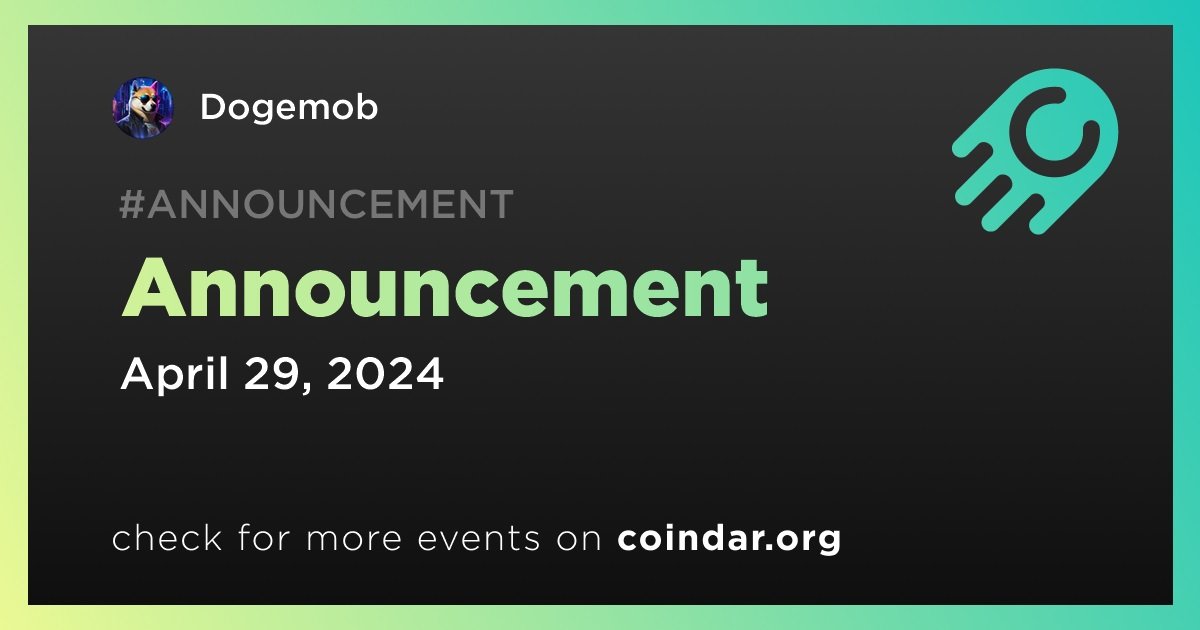 @DogeMobOfficial 🗓️ DOGEMOB event has been added to Coindar: coindar.org/en/event/dogem… ✅ Vote for an event to bring it to the top! 🗞️ Check out the media about Dogemob: coindar.org/en/coin/dogemob