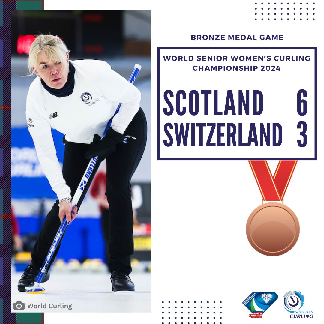 Scotland had the upper hand throughout the game and wrapped up a 6-3 win over Switzerland to bag the bronze medal. 🥉🏴󠁧󠁢󠁳󠁣󠁴󠁿 Many congratulations to Karen, Gail, Ali, Gillian, and Margaret. 👏