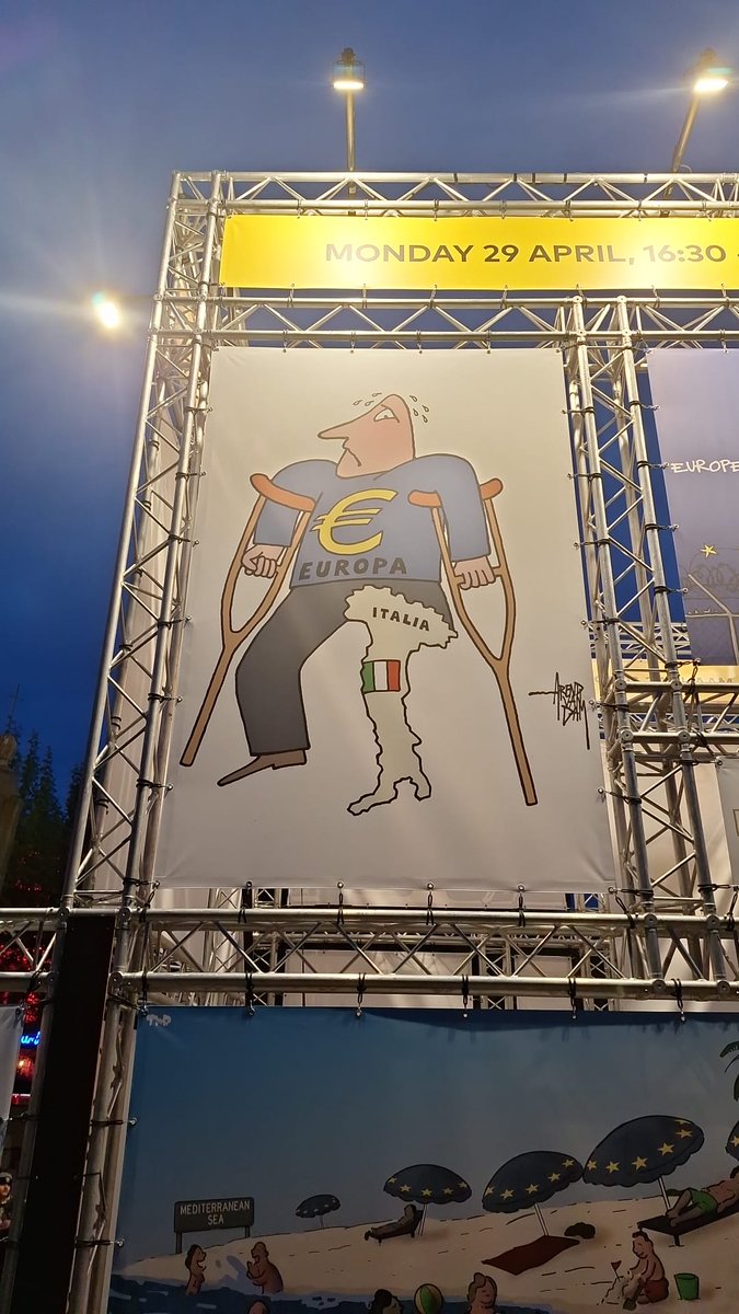 The poster used for the debate between the candidates for the EU Commission presidency. That a nation with such a rich history like Italy accepts to be part of a soulless technocratic club that hasn’t just harmed us — but clearly despises us — is beyond baffling. Povera Italia.