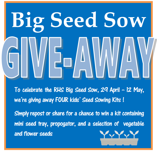 to celebrate #RHSBigSeedSow we’re giving away FOUR kids’ seed sowing starter kits.  Simply like and repost or share on any of our socials  for a chance to win