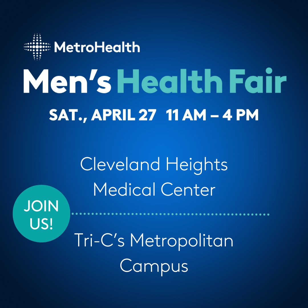 Men, when is the last time you made time for your health? Join us TODAY at the MetroHealth Men’s Health Fair from 11am to 4pm. Our partner, @metrohealthCLE, is ready to help you take control of your health with FREE health screenings, resources and more! #WeAreCuyahoga #MMHF
