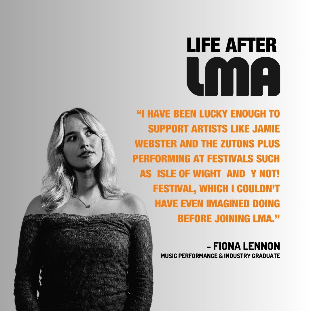 Music Performance & Industry graduate @fionalennonmusic went from writing their first song at LMA to supporting musicians like @jamiewebstermusic and @thezutonsofficial 😮 

#jamiewebster #thezutons #supportingartist #bbcintroducing #radiox #ynotfestival #isleofwightfestival