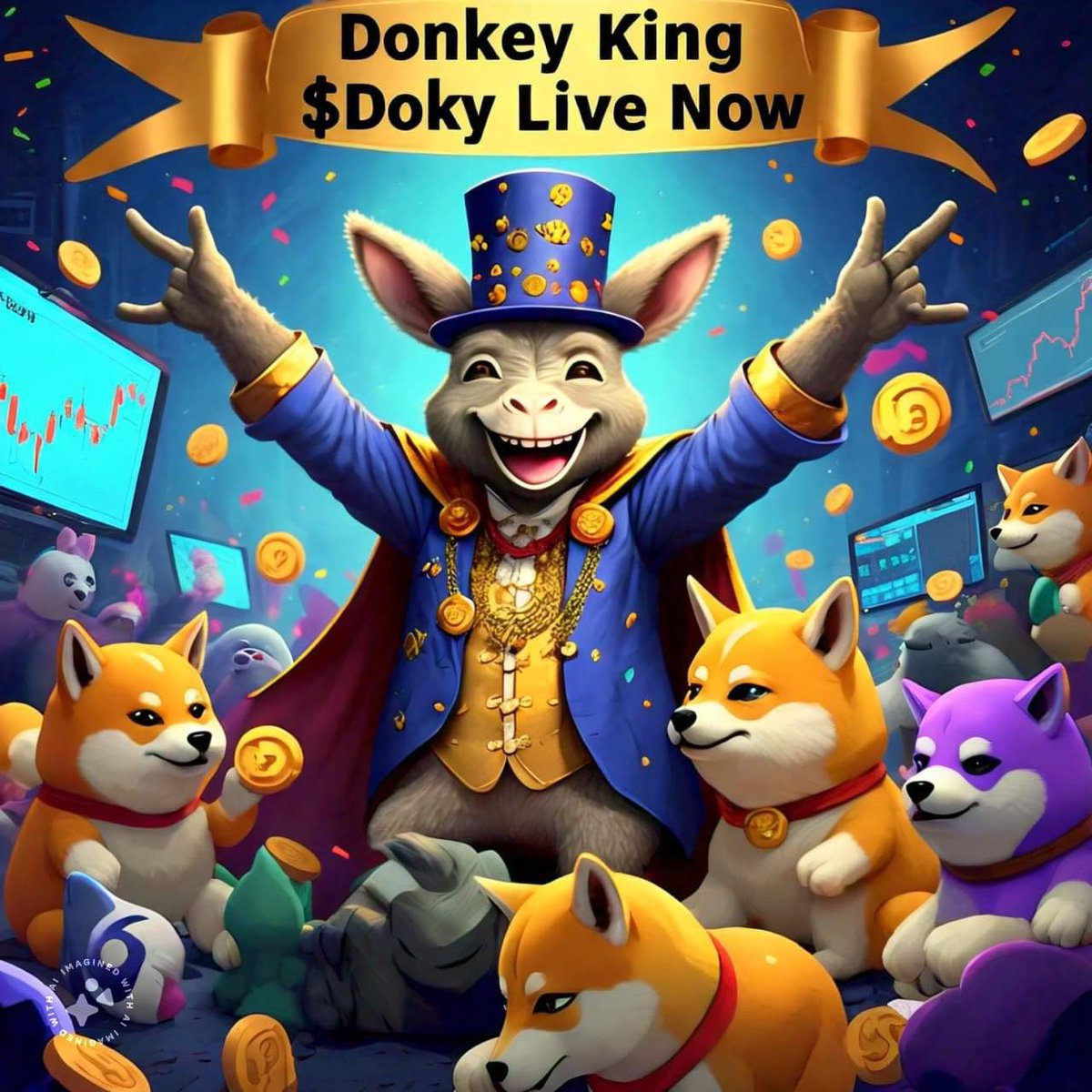 🚀Finally the Wait is Over !🚀 We are Live Trading $DOKY ! 🔥 Donkey King $DONKY 🫏 is not just another #memecoin, it's powered by a strong $SOL community. #NoPresale #LPBurn Revoked all the dev permissions 3k Wallets Airdropped on $SOL🙌 WebSite: donkeykingsol.xyz