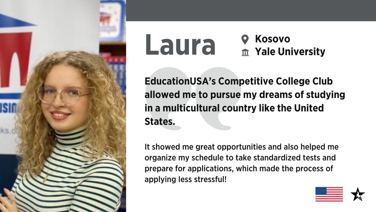 🥳 Laura from Kosovo (@USEmbPristina) studies at @Yale with a full scholarship.

Congratulations to Laura and all who have followed their #StudyWithUS dreams!  #StudentSuccessSaturday