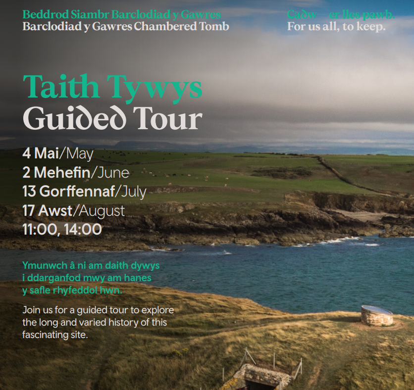 📣 Barclodiad y Gawres Guided Tours A chance to investigate this unique and important passage tomb which is not generally open to the public. Tours will be at 11am and 2pm. Please book tickets online in advance: ow.ly/kG4950Rn0Kn