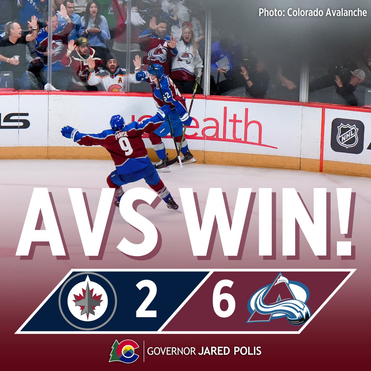 A BIG WIN FOR OUR @Avalanche ✔👏👏🏒🥅