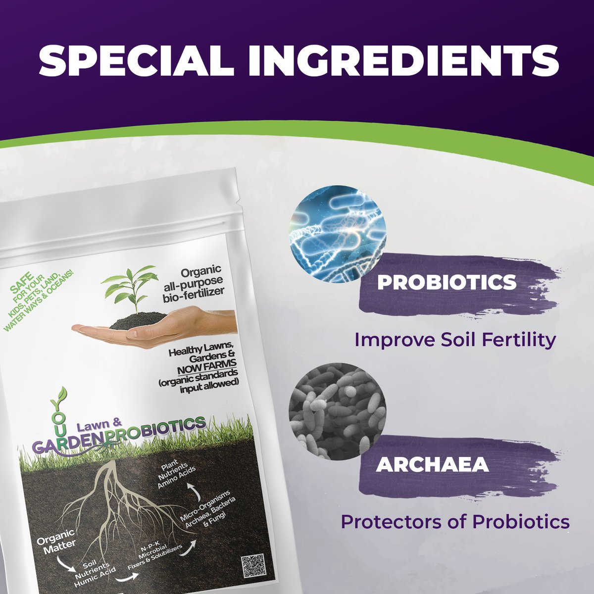 YourLawn&GardenProbiotics contains special ingredients such as probiotics and archaea. If your lawn and garden look dry and depleted, go to YourLawnAndGardenPro.com to buy your bag today! #Fertilizer #Garden #Gardening #Green #Environment #Lawn #NonToxic #PetSafe #Organic