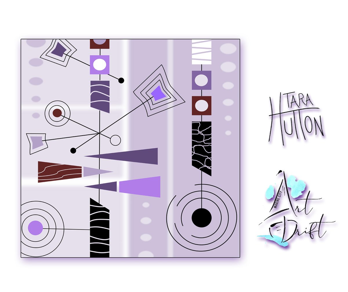 Art Inspiration For Today:
Cool New Purple by Tara Hutton, digital art print on metal, 14” W x 14” L
This futuristic Mid Century Modern graphic art was created on my desktop. 
#coolnewpurple #tarahutton #pohoartist #artonx #digitalart #midcenturymodern