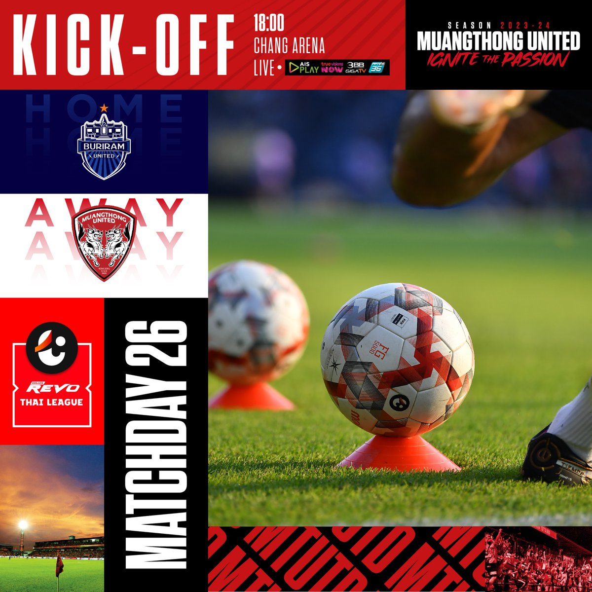 KICK OFF‼️ เพื่อสโมสร!! โดกร้าว-แข้งกิเลนพร้อมสู้บุรีรัมย์สุดตัว 👇 Buriram United vs MTUTD 🏟️ สนามช้าง อารีน่า Chang Arena 👉like and follow @MuangthongUtd #MTUTD #บอลไทย #RevoThaiLeague