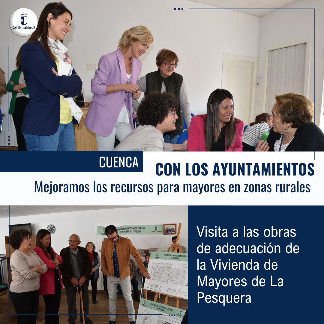 👩‍🦳El @gobjccm colabora con las entidades locales mediante recursos de atención para el cuidado a las personas mayores en las zonas rurales. 🏠La nueva vivienda de mayores de La Pesquera (Cuenca) ha contado con una inversión de 400.000€. #CLM #BienestarSocial