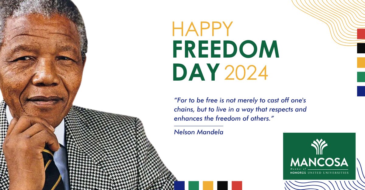 🌾Happy #FreedomDay: “We should continuously cherish and celebrate our freedom because peace, unity, and the restoration and preservation of human dignity are important for a better life.” - Professor Magnate Ntombela, Principal at MANCOSA. #EducationForImpact #FreedomDay2024