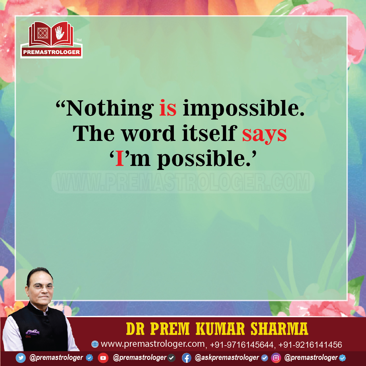 “Nothing is impossible. The word itself says ‘I’m possible.’

#GoodmorningTwitter
#सुप्रभात
#Thursdaymorninglive
#ThursdayVibes
#Thursdaymotivations
#Thursdaymorning
#ThursdayThoughts