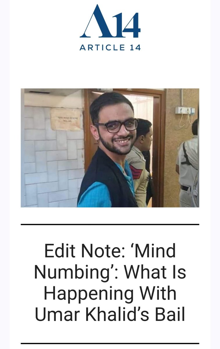 Investigation meant to unearth 2020 #Delhiriots conspiracy that claimed 53 lives has devolved into prosecutorial submissions concerning tweets & hashtags about #UmarKhalid, his bail hearings on for 3 yrs, 7 months To read @betwasharma's note, subscribe article-14.com/subscribe