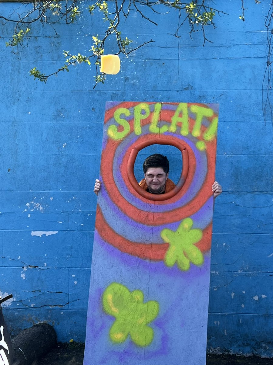 Fair play to Mr H (and Miss S and Miss C still to come) getting SPLATTED to raise funds for the p7 Leavers events at @LangsidePTC Spring Fair!