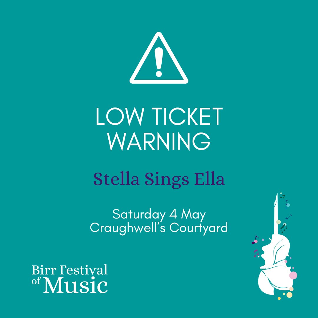 🖐️ Limited tickets remaining! Stella Sings Ella 🗓️Saturday 4 May, 1pm 📍 Craughwell's Courtyard Don't miss this the visit of @stellabass and The Johnny Taylor Trio to Birr next weekend for @BirrFestofMusic 😍 🎟️ tinyurl.com/387ufh9s