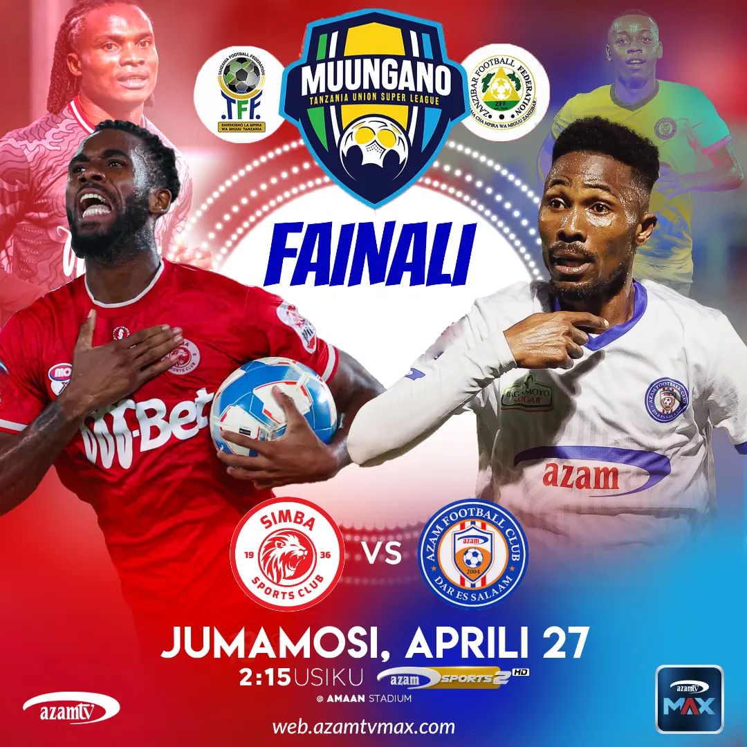 Michuano ya Kombe la Muungano inafikia tamati leo kwa mechi ya fainali kupigwa.

Ni Mzizima Derby, Simba SC dhidi ya  AzamFC.

Mchezo huu utaruka mbashara kupitia #AzamSports1HD kuanzia saa 2:15 usiku

Je, ni Mnyama ama Matajiri wa Chamazi nani kubeba kombe hili?.

#MuunganoCup