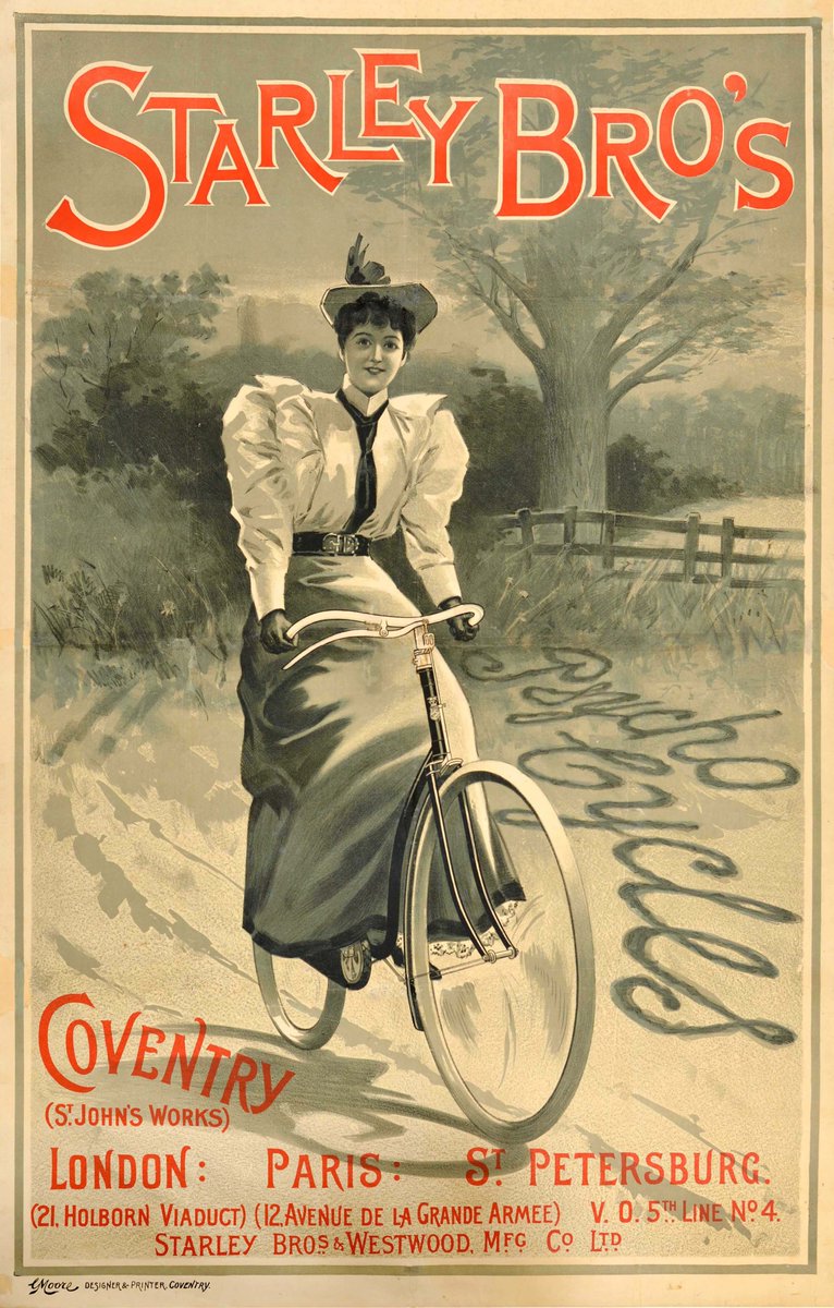 We love learning more about our posters—for example #DidYouKnow: ‣ Starley is known as the father of the bicycle industry ‣ Psycho Cycles was the first safety bike for ladies ‣ the name was inspired by a mechanical puppet Browse all our new additions at antikbar.co.uk/latest_product…
