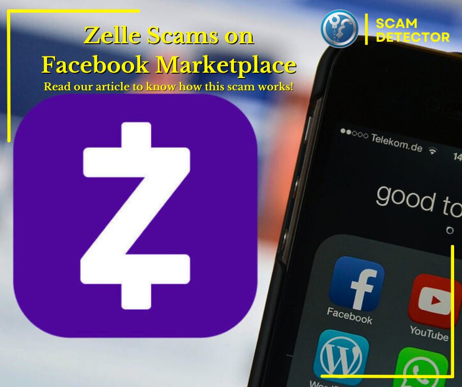 ScamDetector's tweet photo. #FacebookMarketplace sellers, be aware of fraudulent activity using Zelle. Learn how to protect yourself & make safe transactions in this article: https://t.co/B13lhOcL32 #FacebokMarketplace #ZelleScam https://t.co/QW81ouUqGF