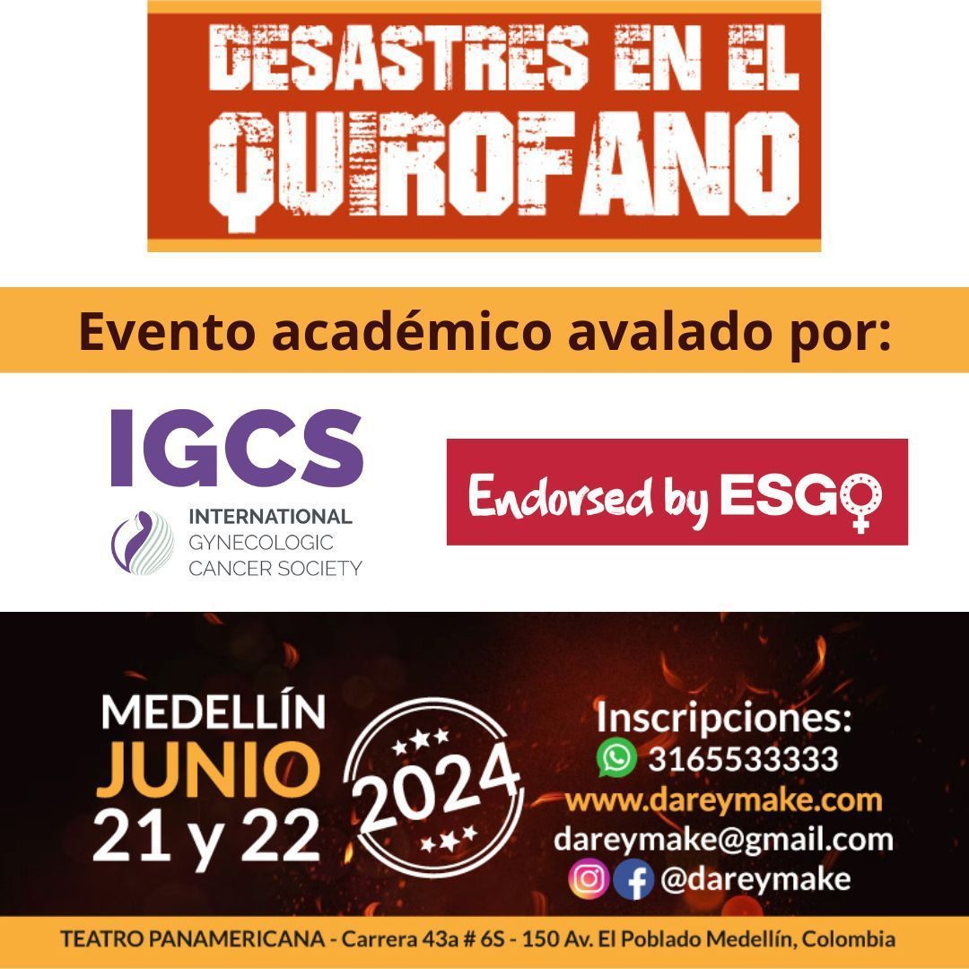 An academic #ESGOendorsed event is taking place in #Medellin, #Colombia on the 21st and 22nd of June. The event is focused on 'Desastres en el Quirofano'. Check it out and apply 🏥 🎫 #gynecology #oncology