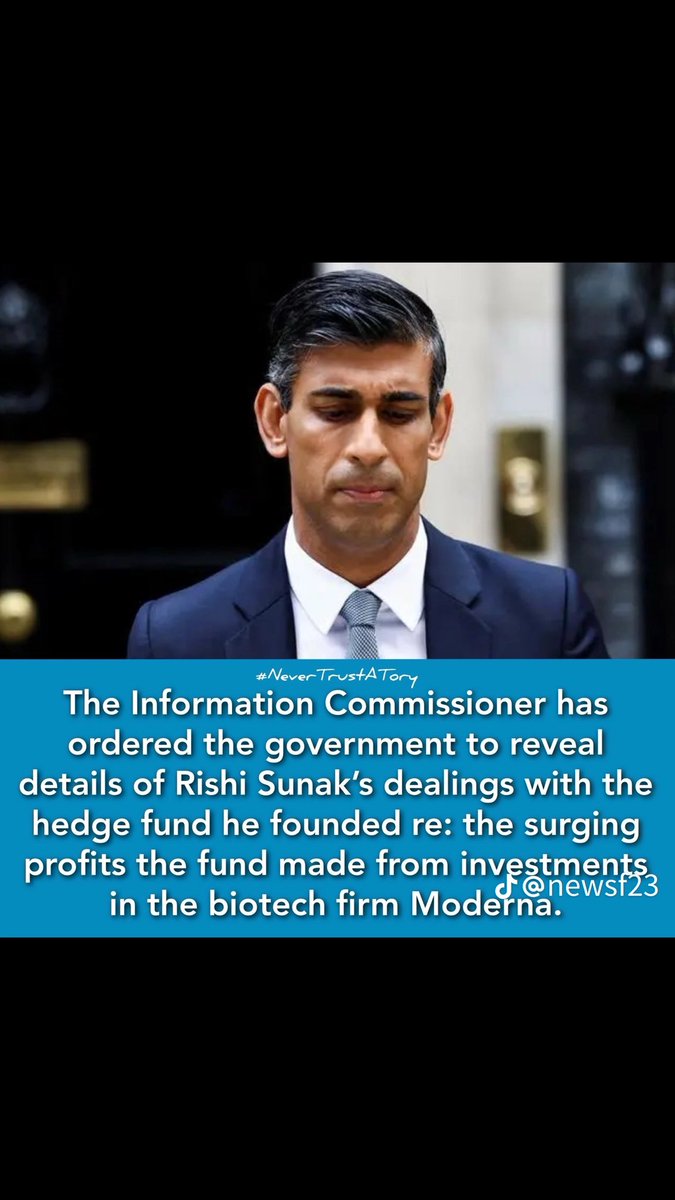 About bloody time he was investigated for something!!
#SunakIsALiar #SunakIsCorrupt #ToryCorruption #ToriesUnfitToGovern #ToryLiars #ToriesDestroyingOurCountry #GeneralElectionN0W