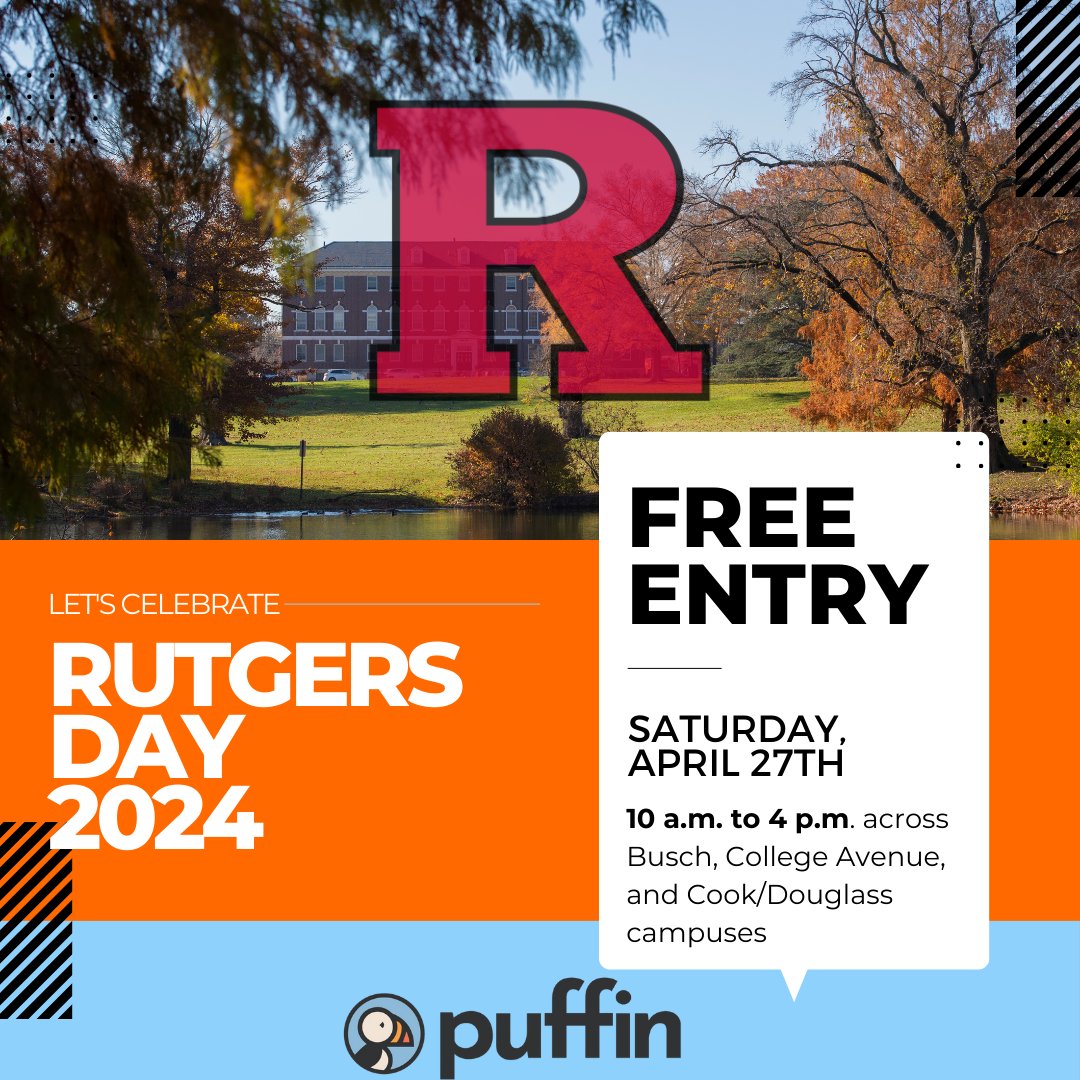 Good morning, New Brunswick! 

Gear up for Rutgers Day 2024! 🎉

Celebrate today, April 27, from 10 a.m. to 4 p.m. across Busch, College Avenue, and Cook/Douglass campuses. Enjoy live performances, engaging demos, and yes—a petting zoo!🐐

#PuffinStoreNJ #PuffinNJ