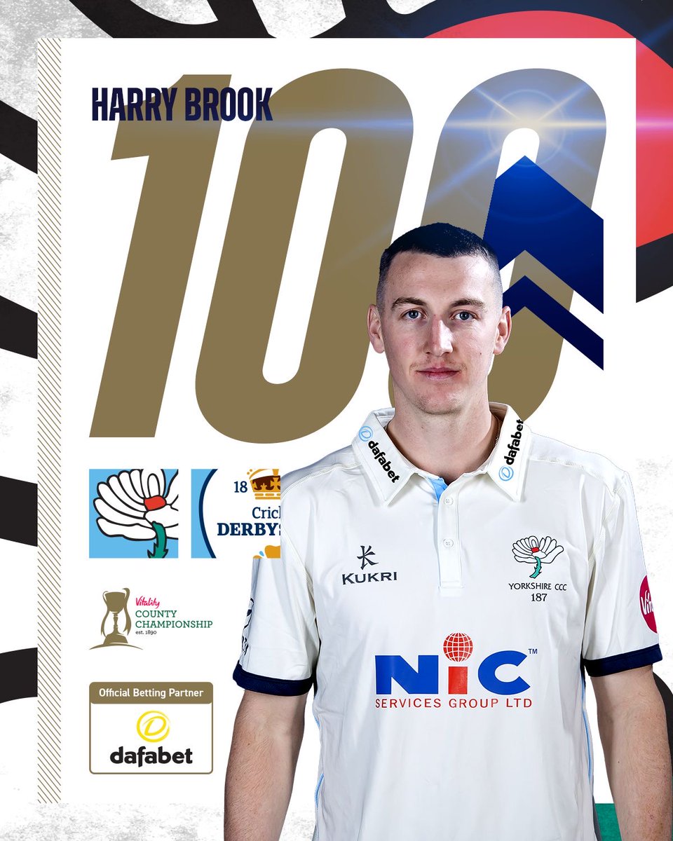 Harry Brook, you superstar 🌟 His second century of the season comes off 102 balls with 15x4s and 1x6s. We've moved to 373-3 in the 82nd over. #YORvDER