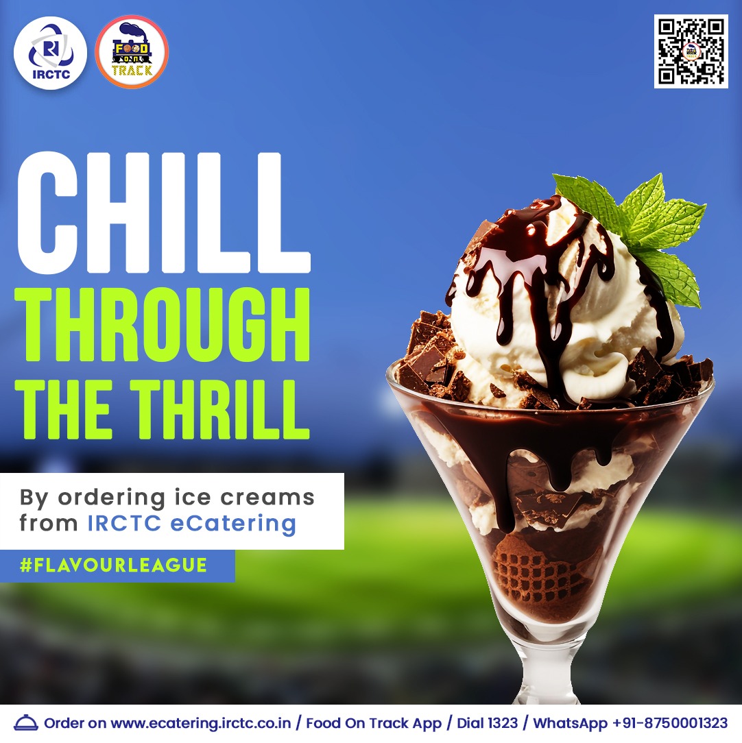 As things get heated this #IPLSeason, enjoy cold and sweet ice cream from IRCTC eCatering. 🌐Click on ecatering.irctc.co.in 👉Install #FoodOnTrack app 📞1323/WhatsApp +91-8750001323 #ipl #ipl2024 #iplfever #flavourleague #icecream #cricket #indiancricket #cricketlovers