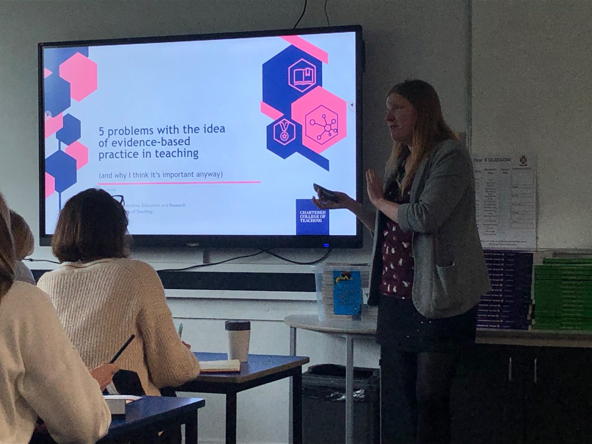The newly minted Dr @CatScutt fills the room for her highly engaging and informative journey through what constitutes effective evidence for use in education. @researchEDSW #rEDSW #rEDSouthWest
