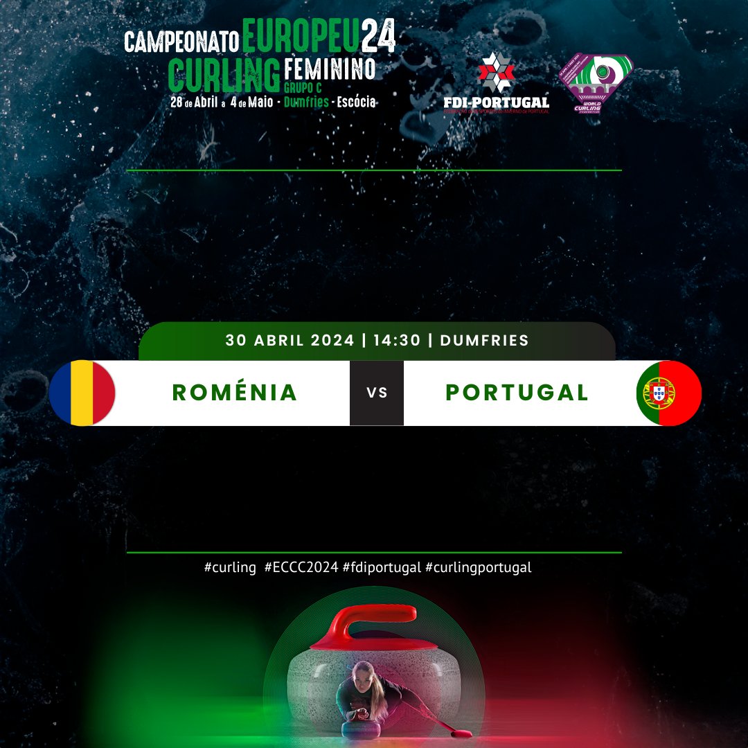 4ª jornada para as 'PortuGals' 🦸‍♀️🧹🥌🇵🇹 no #ECCC2024

Roménia 🇷🇴 às 14:30.

📺 Encontros comentados em 🇵🇹 no @CurlStadEurope

#fdiportugal #curling #curlingportugal #PortuGals