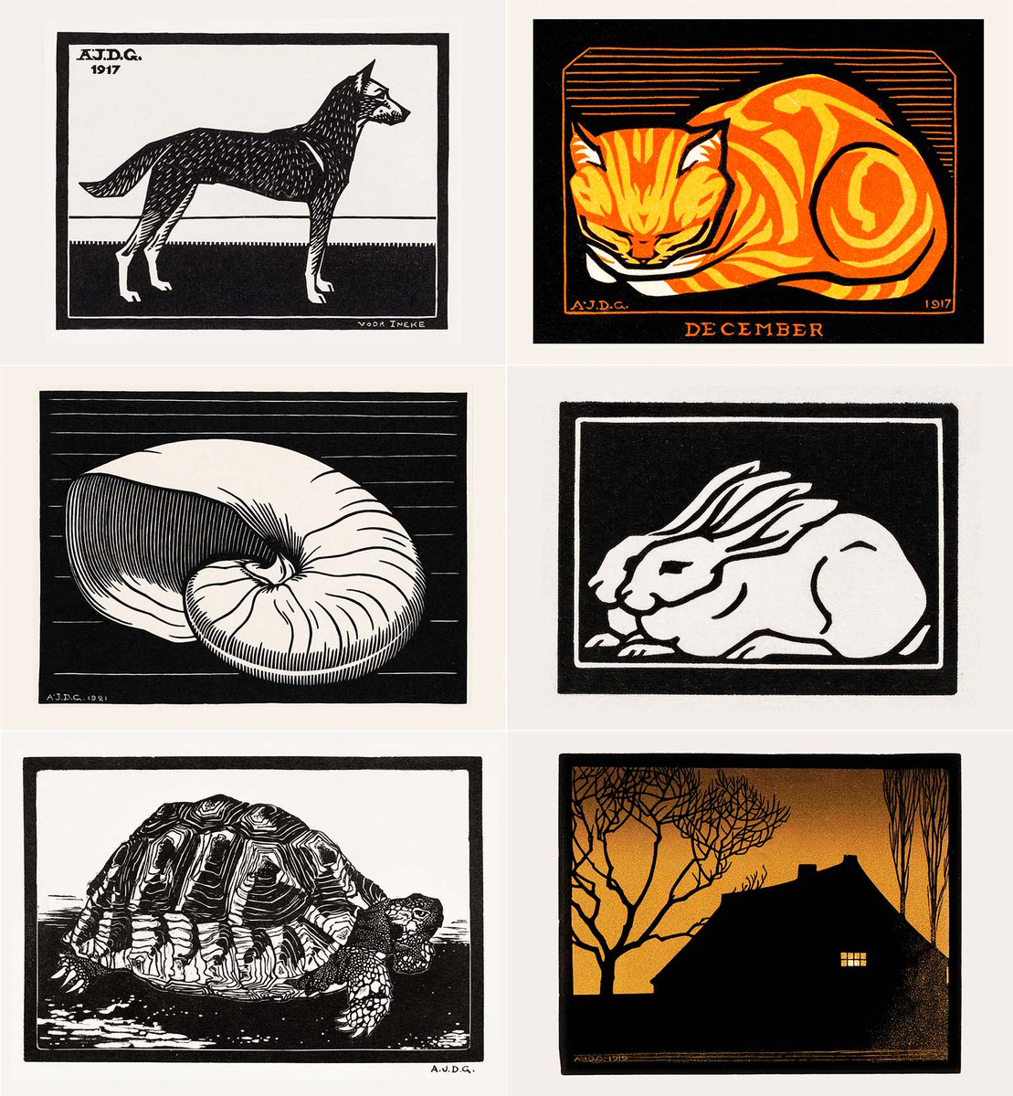 Julie de Graag Postcards: The Julie de Graag Postcard Collection No. 2. Introducing the second set of postcards by Julie de Graag – a hugely talented linocut artist, working in the first part of the 20th century. rathergoodart.co.uk/product/julie-…
