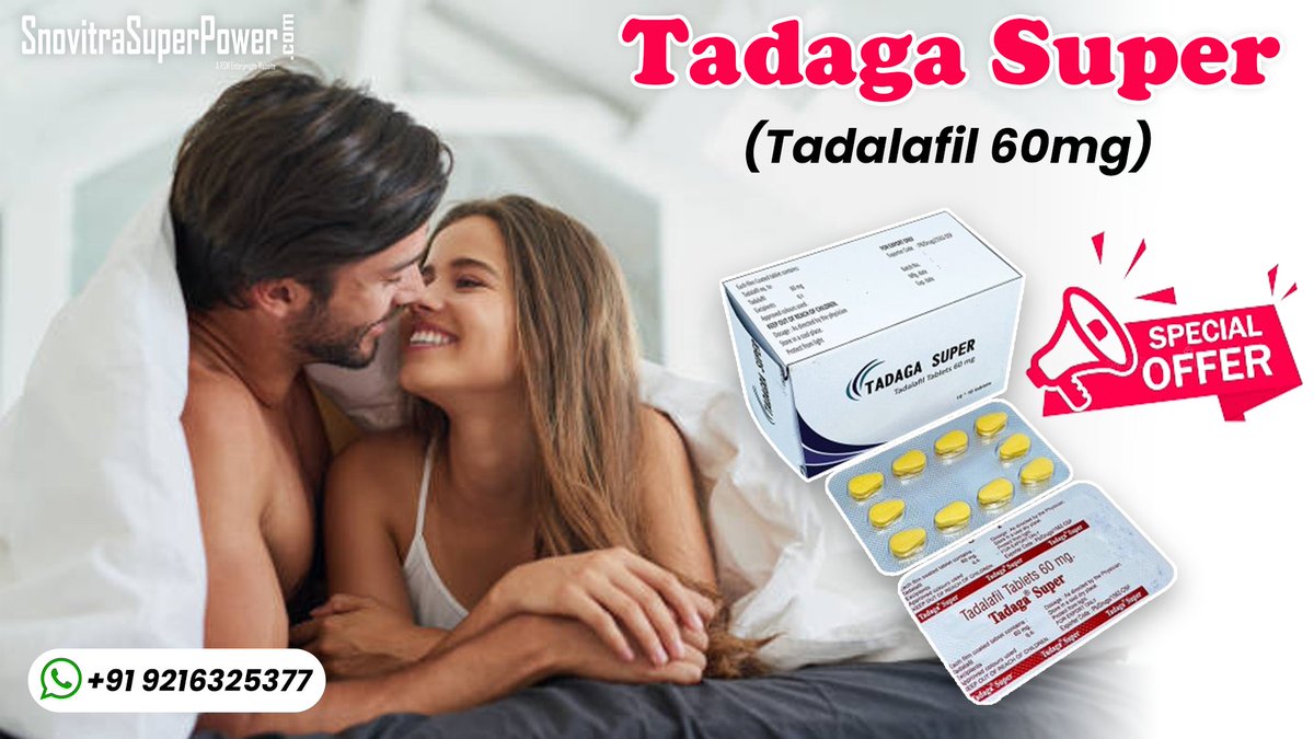 Tadaga Super from snovitrasuperpower is an outstanding medication that comes in tablet form to manage the problem of ED or Impotence in men. It comprises Tadalafil 60mg.
#Healthcare #Health #Snovitrasuperpower #MenHealth #EDTreatment #MaleCialis #Tadagapower #Tadalafil60mg