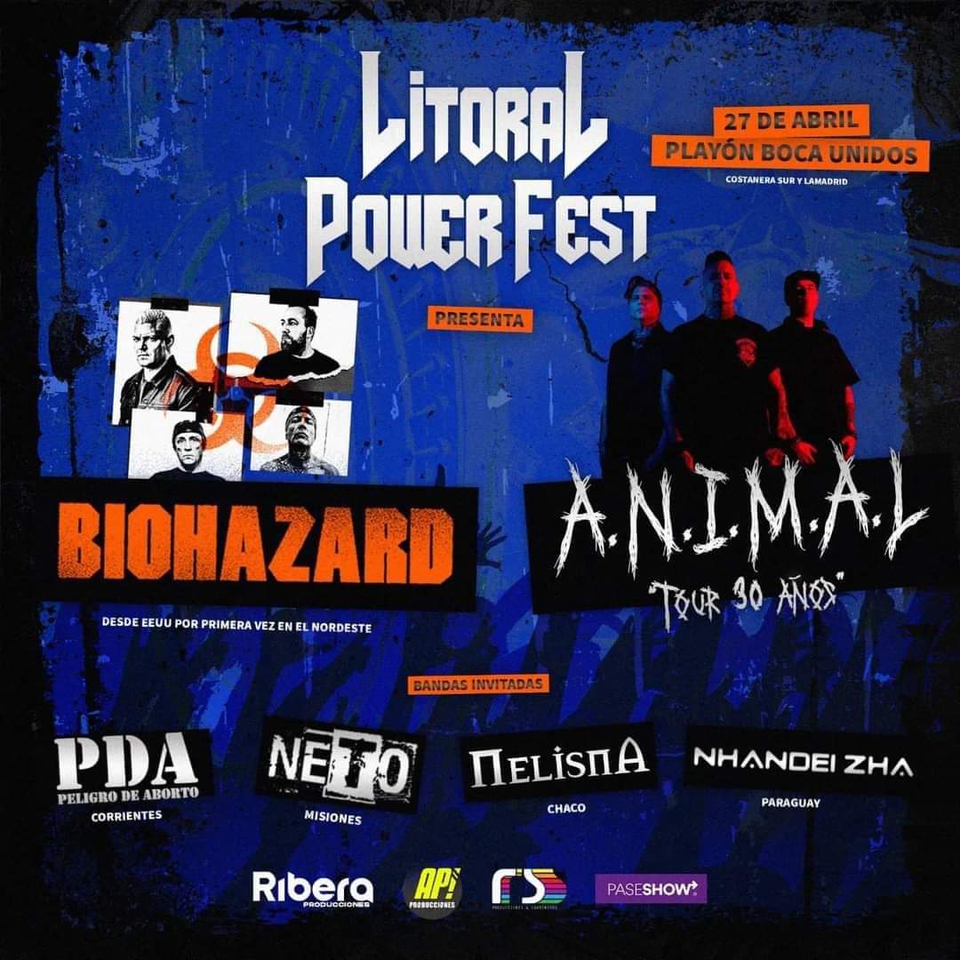 Animal tocará junto a Biohazard en Corrientes. Primer festival internacional en la región. Imperdible.