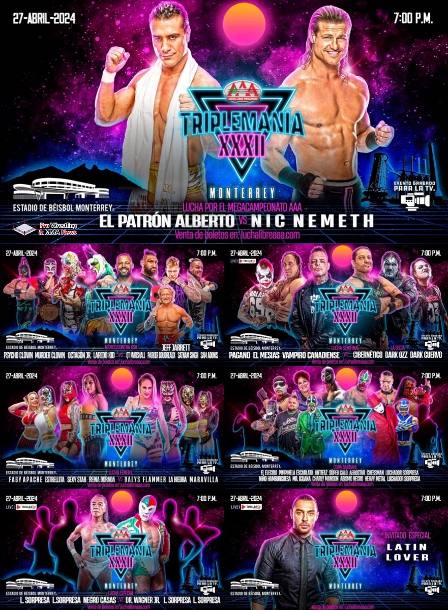 Full card for today's #TriplemaniaXXXII Monterrey