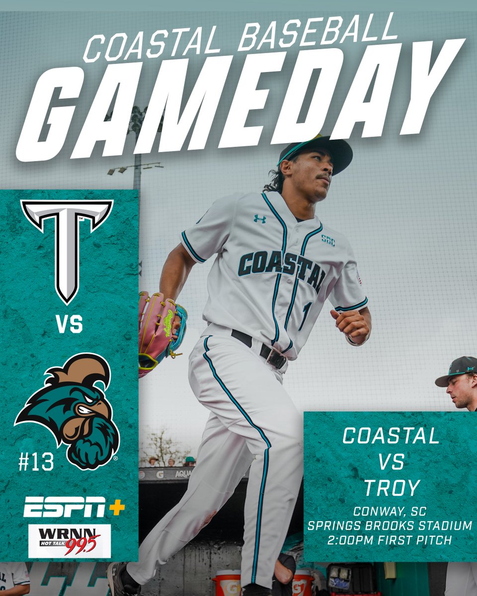 GAMEDAY! We want to #CCUinConway at #ThePalace for the middle game of the series this weekend. 📹: es.pn/3JAmW50 🔊: wrnn.net 📈: bit.ly/2ZSzMVB #TEALNATION | #ChantsUp