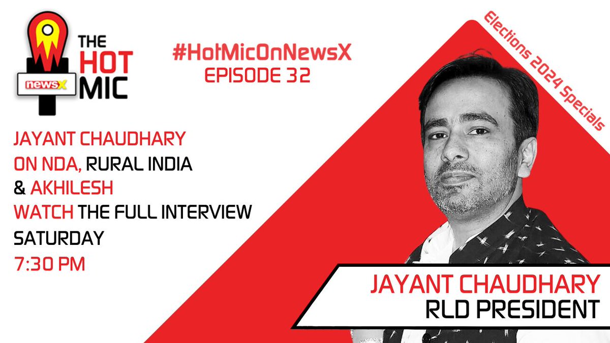 #HotMicOnNewsX | In Episode 32 of the Hot Mic, RLD President Jayant Chaudhary speaks on the NDA alliance and rural India and relations with Akhilesh Yadav. . . @jayantrld @Priyascorner Catch the interview at 7:30PM on #NewsX #WhosWinning2024 #Elections2024