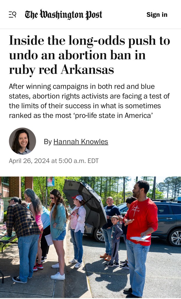 Let's show some love to Caroline Morgan, former board member, on the cover of this Washington Post story! Her hard work of pushing for bodily autonomy Arkansas with @arliberty is so inspiring. Thanks for fighting the good fight! Read the article here: wapo.st/3wi2C5q