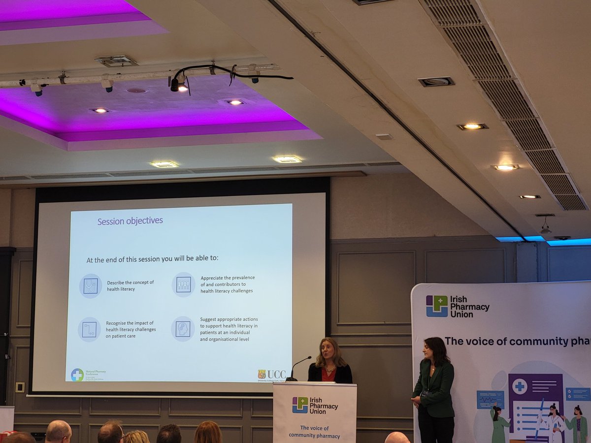 🌟 Get ready for an insightful presentation! Next up is Prof Laura Sahm and Dr Michelle O'Driscoll from UCC, who are about to deliver a talk on health literacy and the pharmacist's role!💊📚 
#IPUConference #ThinkPharmacy