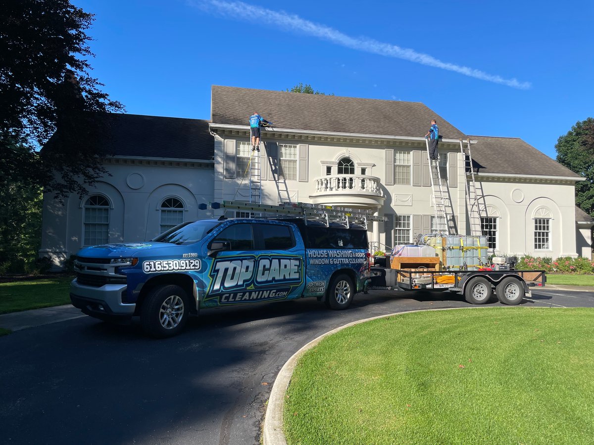 We go to new heights for our customers! This was a fun gutter cleaning job in Rockford MI.