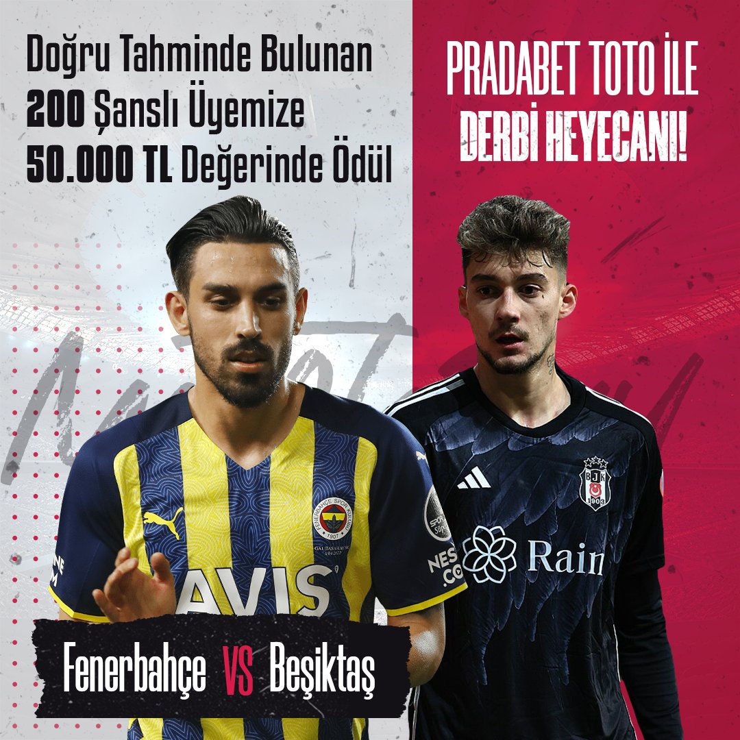 🎯 Pradabet'den Derbi Özel 50.000 TL Değerinde Ödül! 🎁 Pradabet Toto ile Karşılaşmanın 3 Tahminini Doğru Yap, 50.000 TL Değerinde Ödül Kazanan 200 Şanslı Üyelerimizden Biri Sen Ol! 🇹🇷 Fenerbahçe ⚔️ 🇹🇷 Beşiktaş 🔸 ETKİNLİK KATILIM LİNKİ: t.me/pradabetoffici…