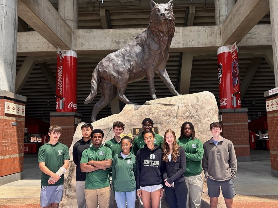 Five of our rising seniors on our leadership council, joined other Enloe student-athletes at the @nchsaa Student Leadership Conference at NC State. Thank you to the @nchsaa for having our student-athletes. #EaglePride 🦅