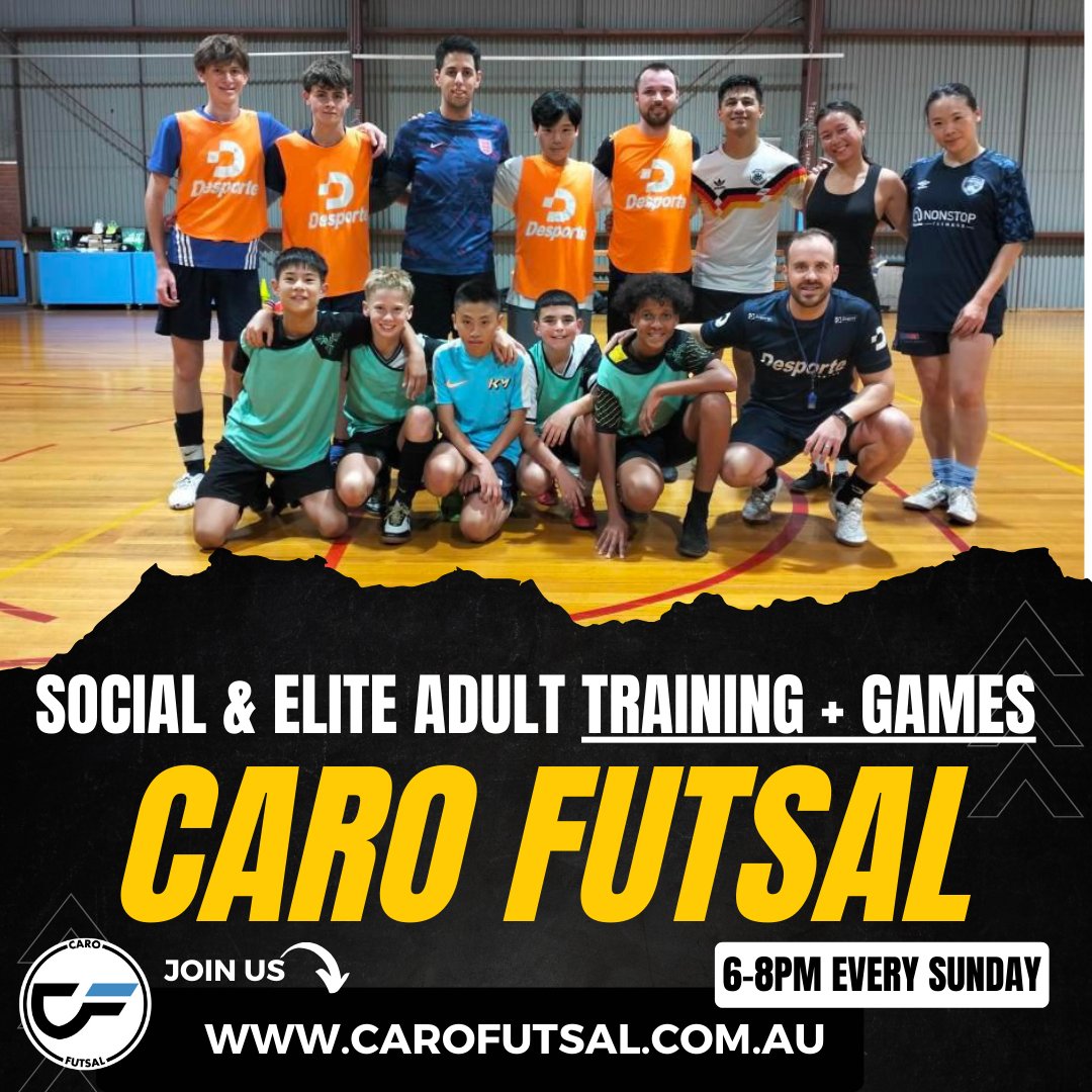 CARO FUTSAL ADULTS TRAINING + GAMES: SOCIAL & ELITE 💙💪

For more info & to joins us 👇
carofutsal.com.au/training

#futsal #futsaltraining #futsallife #futsalplayer #futsal⚽ #indoorfootball #futsall #melbournefutsal #futsalcommunity #futsalaustralia
