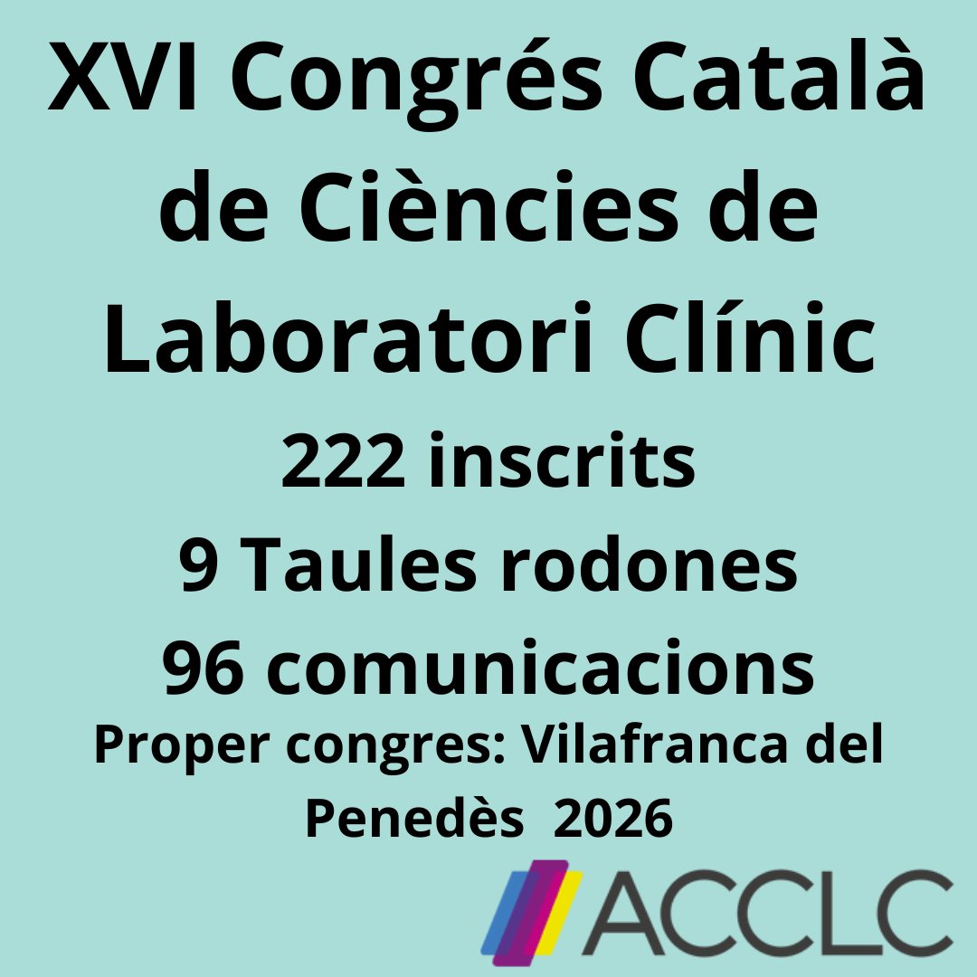 Finalitza el XVI Congrés Català de Ciències de Laboratori Clínic amb un èxit de participació i una activitat científica de gran nivell.
Gràcies Granollers per acollir-nos i gràcies <a href="/mcarmevilla/">M Carme Villà</a> pel lideratge en l'organització