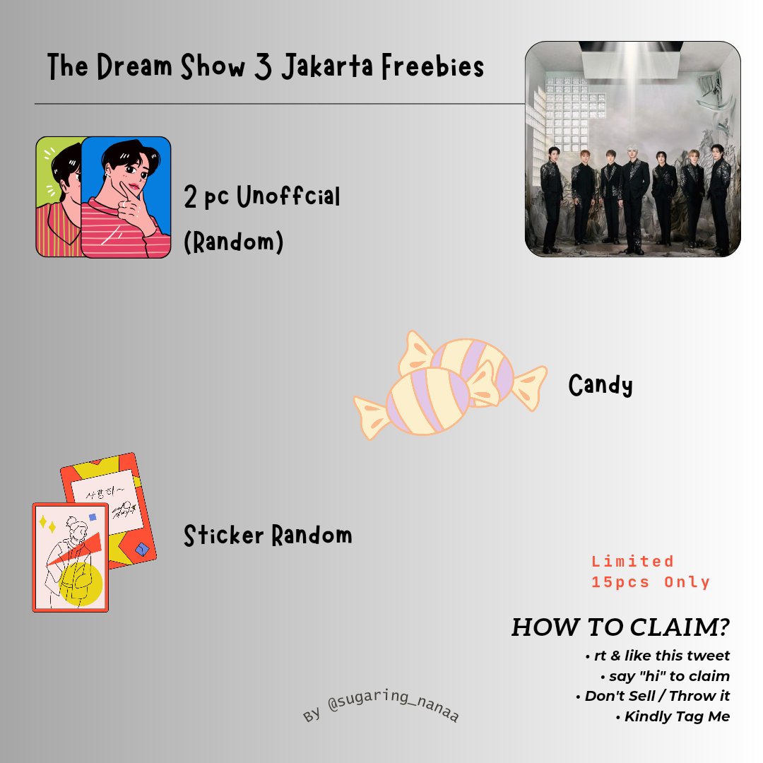 sugaring_nanaa's tweet photo. help rt &amp; like✨️ DREAMZEN &amp; NCTZEN ✨️💚

¡♡《 THE DREAM SHOW 3 IN JAKARTA FREEBIES BY @sugaring_nanaa 》♡¡

📅  Sabtu, 18 Mei 2024 
📍 GBK STADIUM 
⏰️ TBA 

See you guys <3

Please if you don't get what you want,don't throw it away,just give it to me again:) https://t.co/u4WZOYOOu3