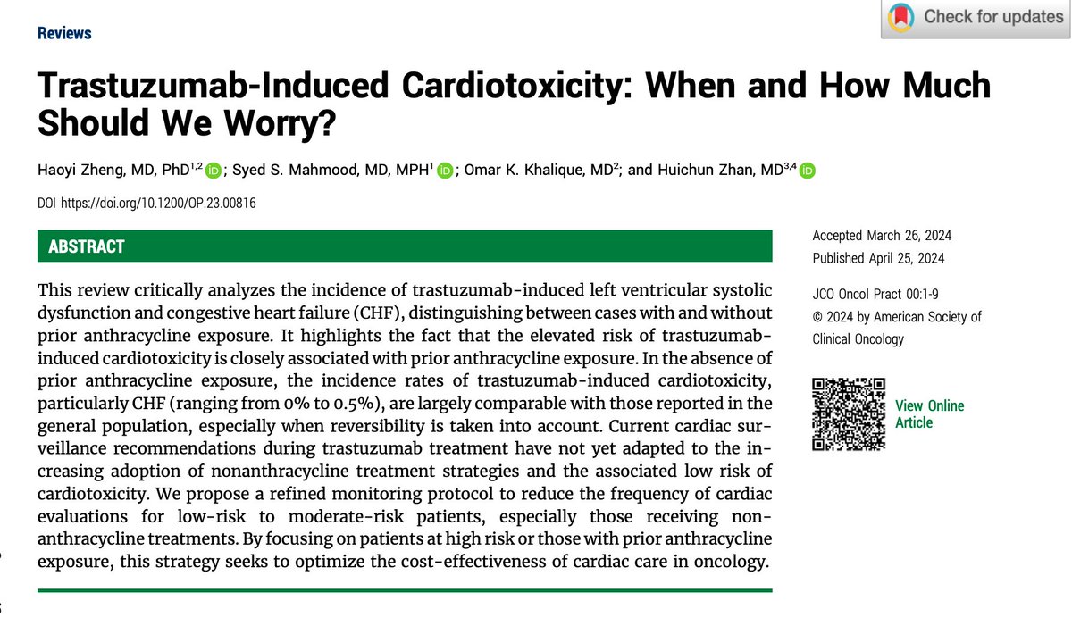 Trastuzumab-Induced Cardiotoxicity: When and How Much Should We Worry? | @JCOOP_ASCO @ASCO @OncoAlert ascopubs.org/doi/pdf/10.120…