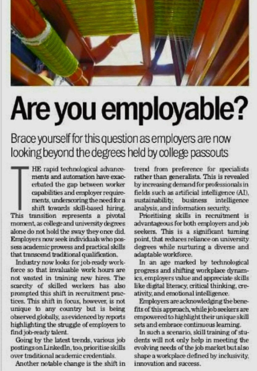 In a world where continuous learning outpaces static credentials, employers are increasingly valuing skills over degrees. It's a shift that opens doors for many and challenges the traditional education-to-employment pathway. #SkillsForjobs @thetribunechd @sunfoundationIn…